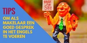 Engels voor de makelaar man met bord